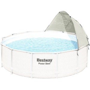 Bestway Frame Pool mit Sonnenschutzdach, Schattenspender für runde Pools von 305 bis 459 cm.