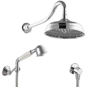 PaulGurkes Nostalgie Duschsystem ohne Armatur mit Regendusche und Handbrause.