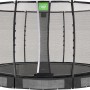 Schwarzes EXIT Allure Premium Bodentrampolin Ø 366 cm mit Sicherheitsnetz.