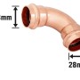 Kupfer Pressbogen, 90 Grad, Durchmesser 28 mm für Kupferrohrleitungen.