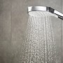 Hansgrohe Handbrause Croma Select E Vario, 3 Strahlarten, Weiß-Chrom, mit Wasserstrahl.