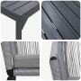 Detailansicht: vidaXL Garten Essgruppe, 9-tlg, grau, Poly Rattan, Tischplatte und Stühle mit Kissen.
