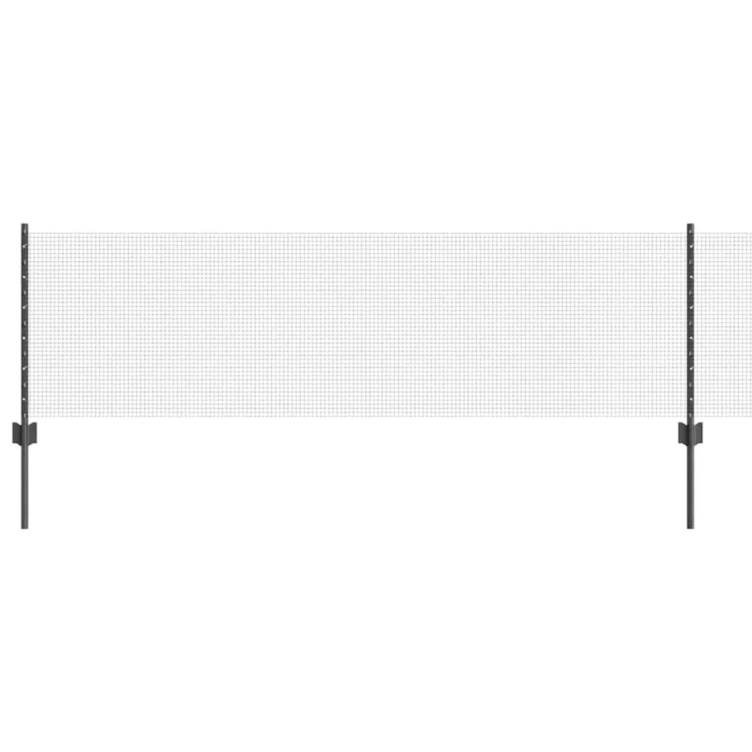 vidaXL Zaun mit Pfosten Grau 0,6 x 100 m Stahl und PVC 3336654