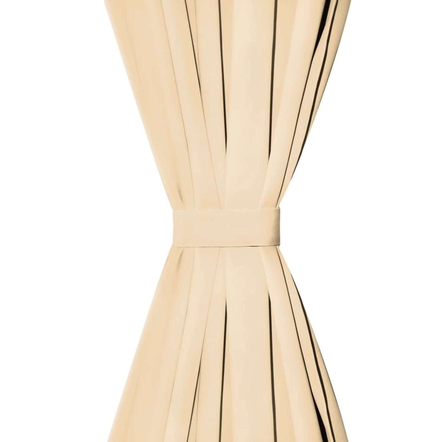 Beige Mikro-Satin Vorhänge (2 Stk.) mit Schlaufen und Raffhalter, 140x175 cm.