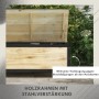 Outsunny Gartenbox 121L mit Rollen, wetterfeste Aufbewahrungskiste aus Holz und Stahl.