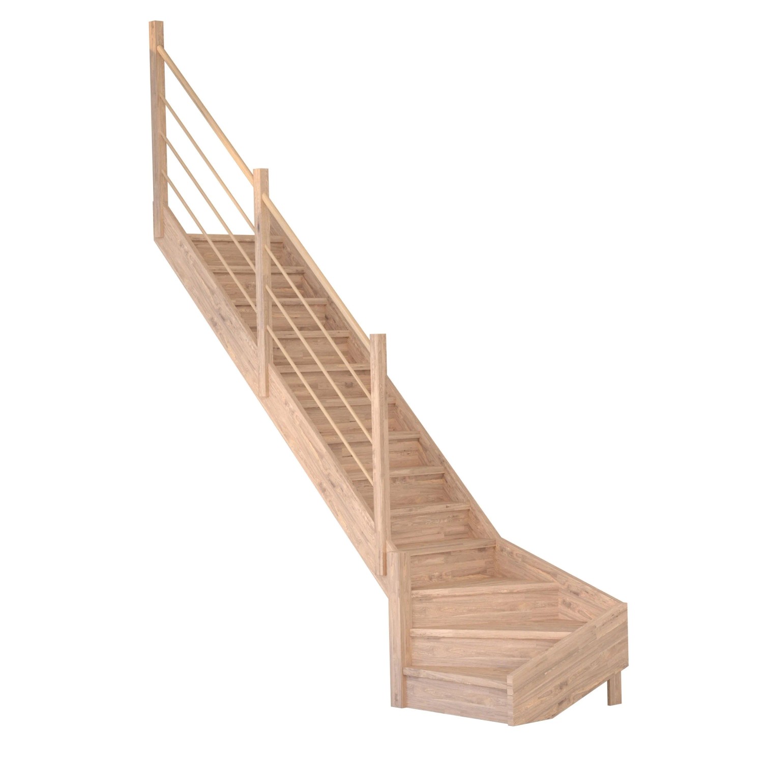 Treppe Mykonos Pro Eiche Gewendelt L 90 cm Setzstufen Holz-Design-Geländer günstig online kaufen