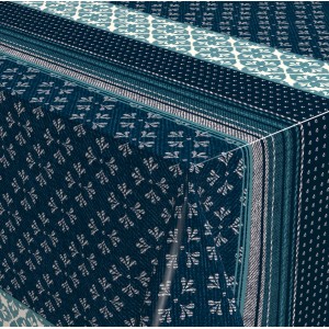 Venilia Tischdecke Jeans Blau, 140x15 cm, mit Muster. Strapazierfähige Klebefolie für den Tisch.