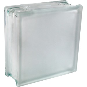 Weißer Dekoglasstein, 2-seitig satiniert, 19,8x19,8x8 cm, mit Öffnung und Münzschlitz.