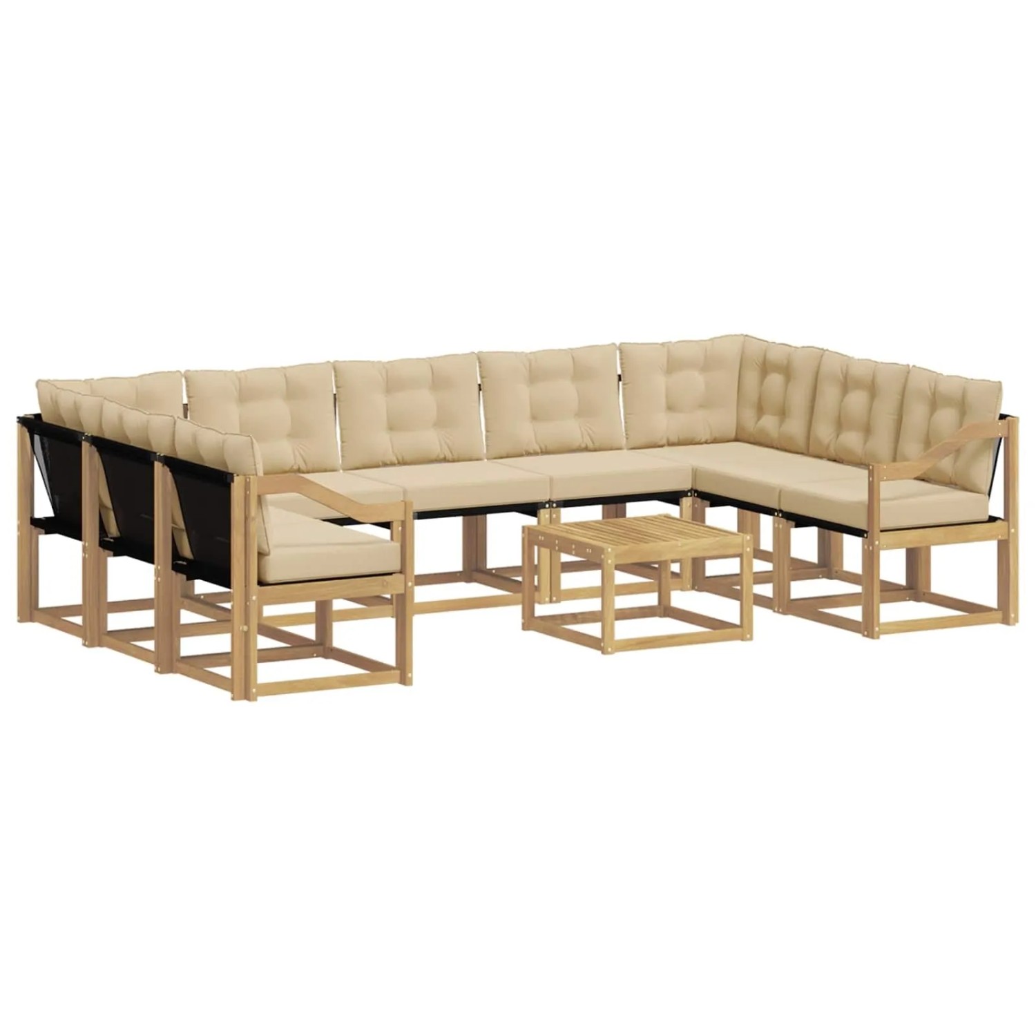 vidaXL Outdoor-Sofagarnitur mit Kissen 10 Stk Weiß und Beige 3389895