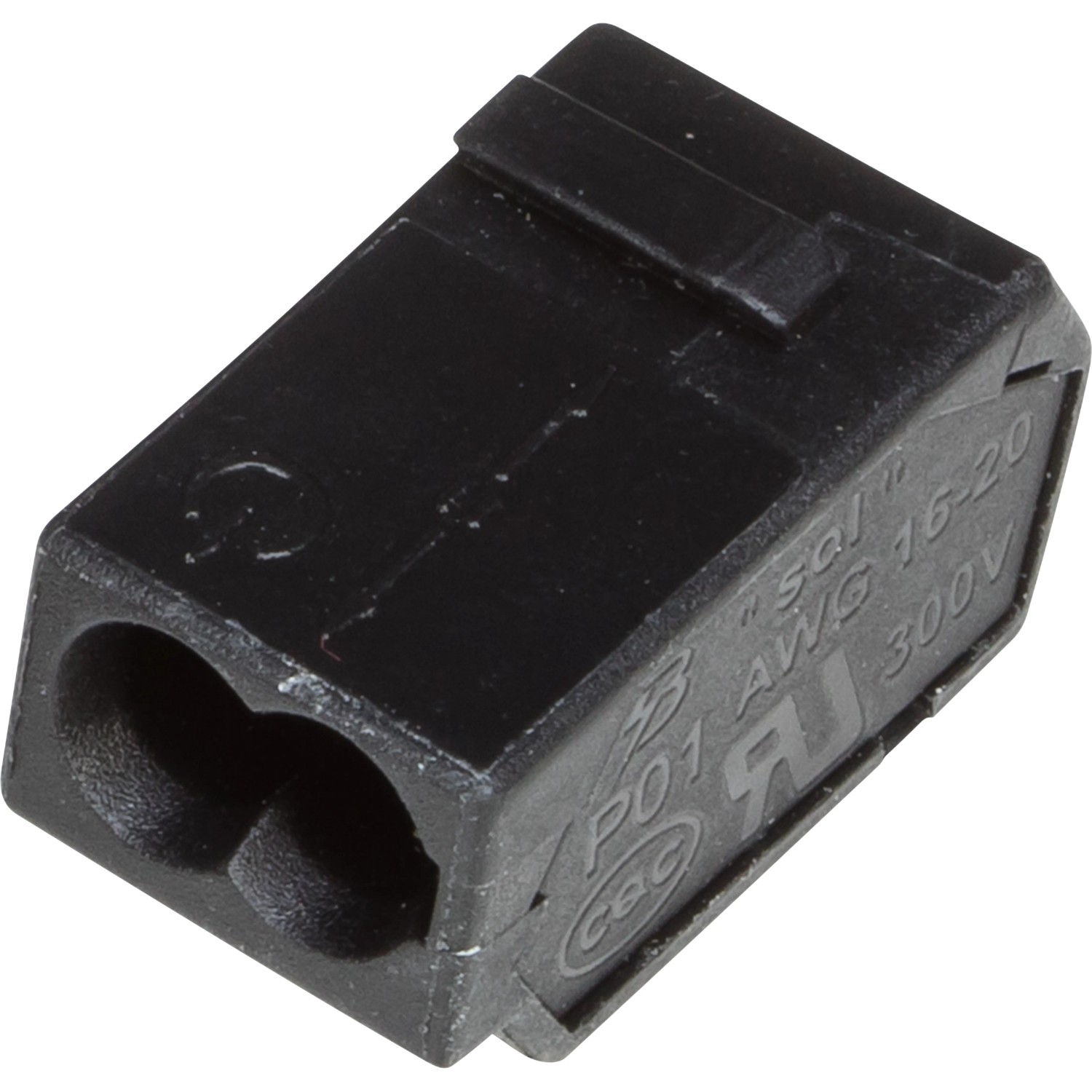Schwarze Steckklemme aus dem 17-teiligen Umrüst-Set für Halogenlampen GU10.