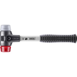 Halder Simplex Schonhammer Ø 40 mm mit grauem TPE-mid und rotem Plastikeinsatz, verstärktem Gehäuse, Fiberglasstiel.