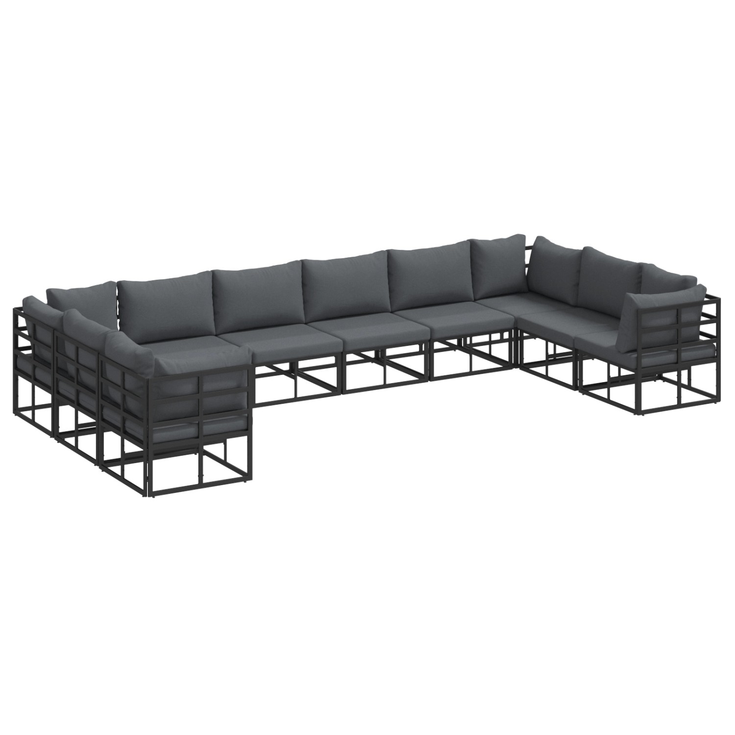 vidaXL Garten-Sofa-Set mit Kissen 10-Tlg Schwarz Aluminium 3378906 günstig online kaufen