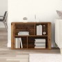 Rustikales Sideboard aus Holzwerkstoff in Altholz-Optik mit offenen Fächern, dekoriert mit Büchern und Pflanzen.