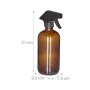 Braune 500 ml Glas-Sprühflasche mit verstellbarem schwarzem Sprühkopf, 21x9,5x7,5 cm. Für Garten, Reinigung.