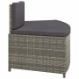 Graue Whirlpool-Bank aus Rattan mit dunklen Auflagen, Teil eines 2er Sets.