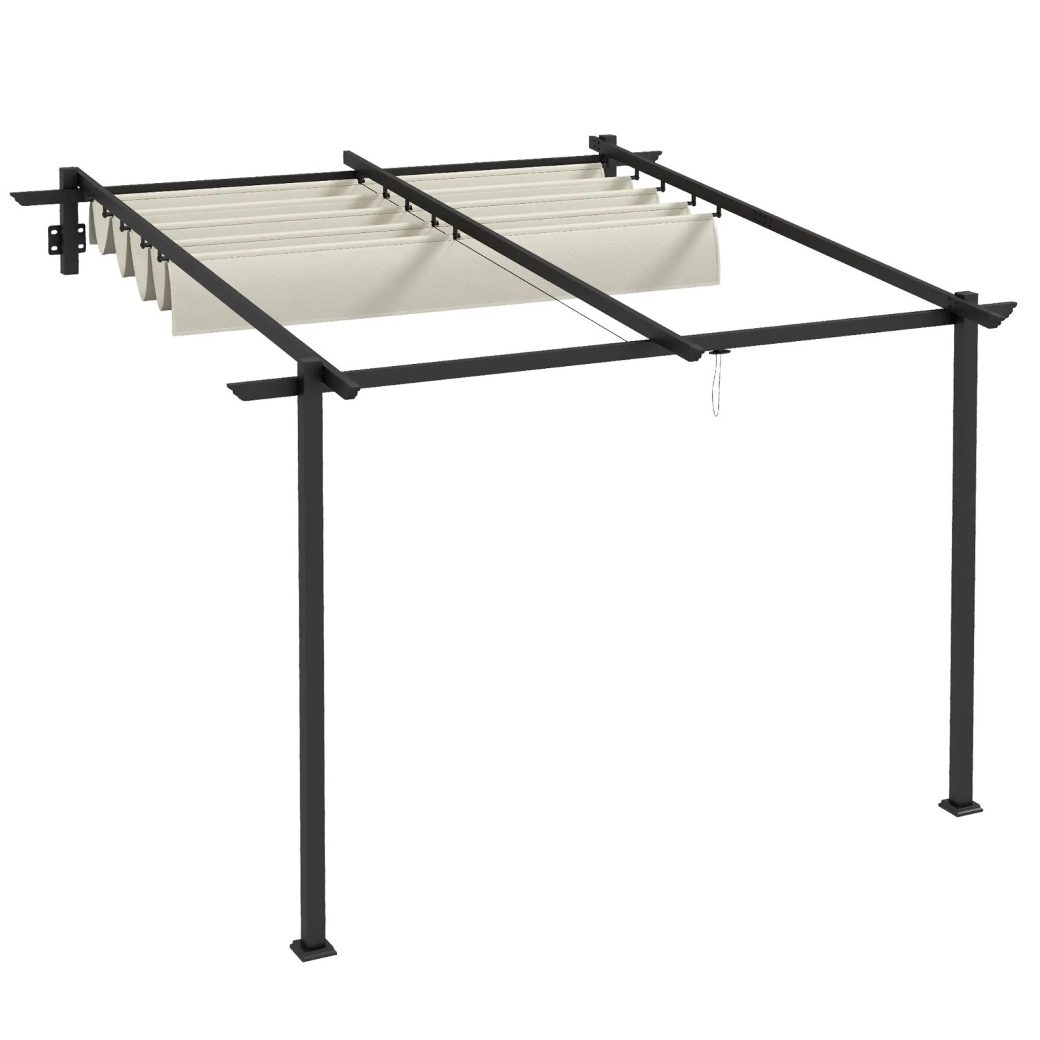 Furnicato Gartenpavillon 3x3m Einziehbares Dach Metallrahmen Cremeweiß