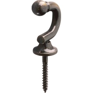 Wandhaken 584, Altmessing brüniert, aus Metall, mit Schraube.