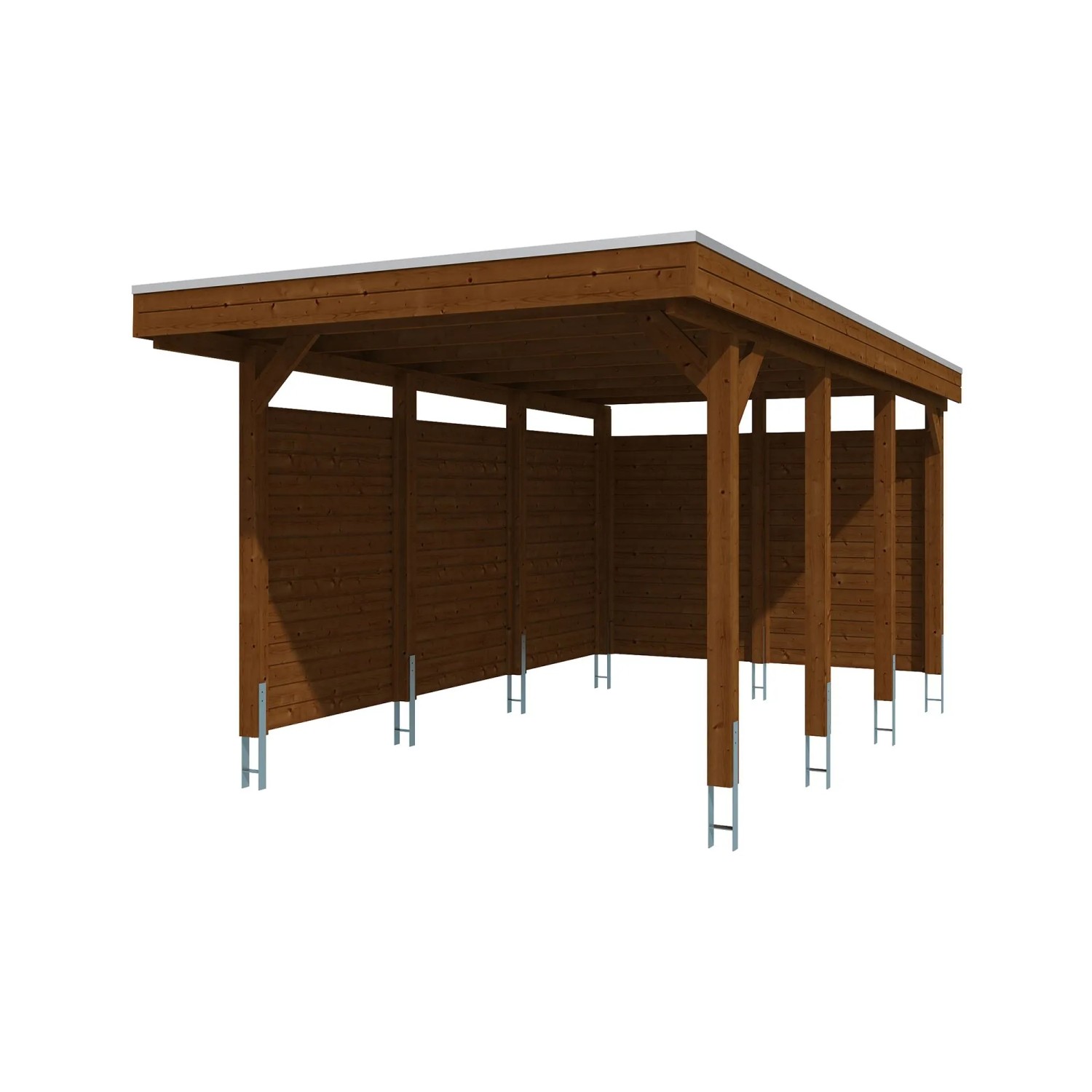 Skan Holz Carport-Set Friesland A 320 cm x 555 cm Nussbaum