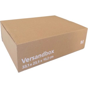Versandkarton Größe M, 33,1x23,5x10,2 cm, ideal für den Postversand und zum Verpacken.