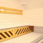 Weka Komfortpaket 1: Rückenlehne und Liegenblende aus Holz für Sauna, montiert.