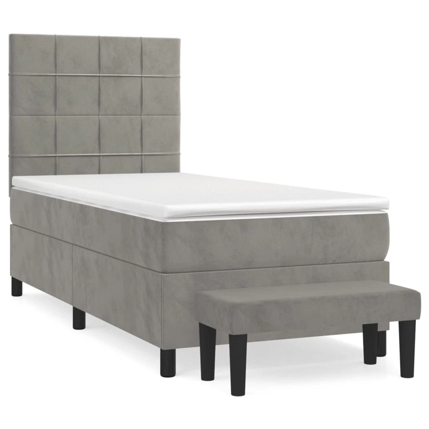 vidaXL Boxspringbett mit Matratze Hellgrau 100x200 cm Samt 3137827 günstig online kaufen