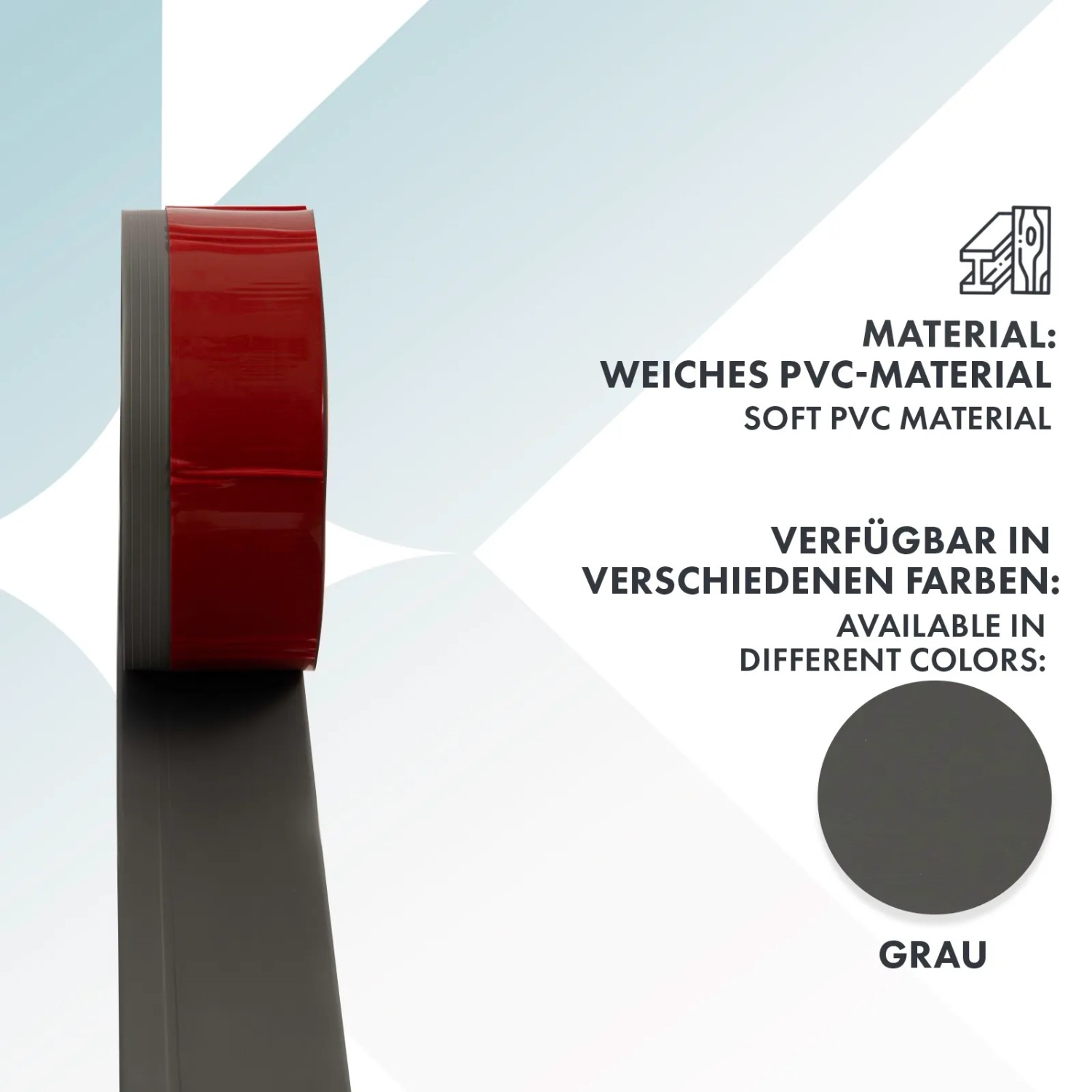 Graue, selbstklebende KARAT Sockelleiste Oslo aus PVC, 15 Meter Rolle.