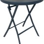 Klappbarer Balkontisch Rivadavia, Stahl Anthrazit, mit runder Glasplatte. Ideal für kleine Balkone.