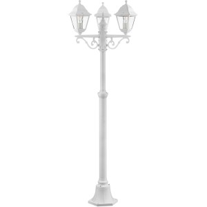 Weiße 3-flammige Außenstandleuchte Nissie, Kandelaber für Garten und Außenbereich.