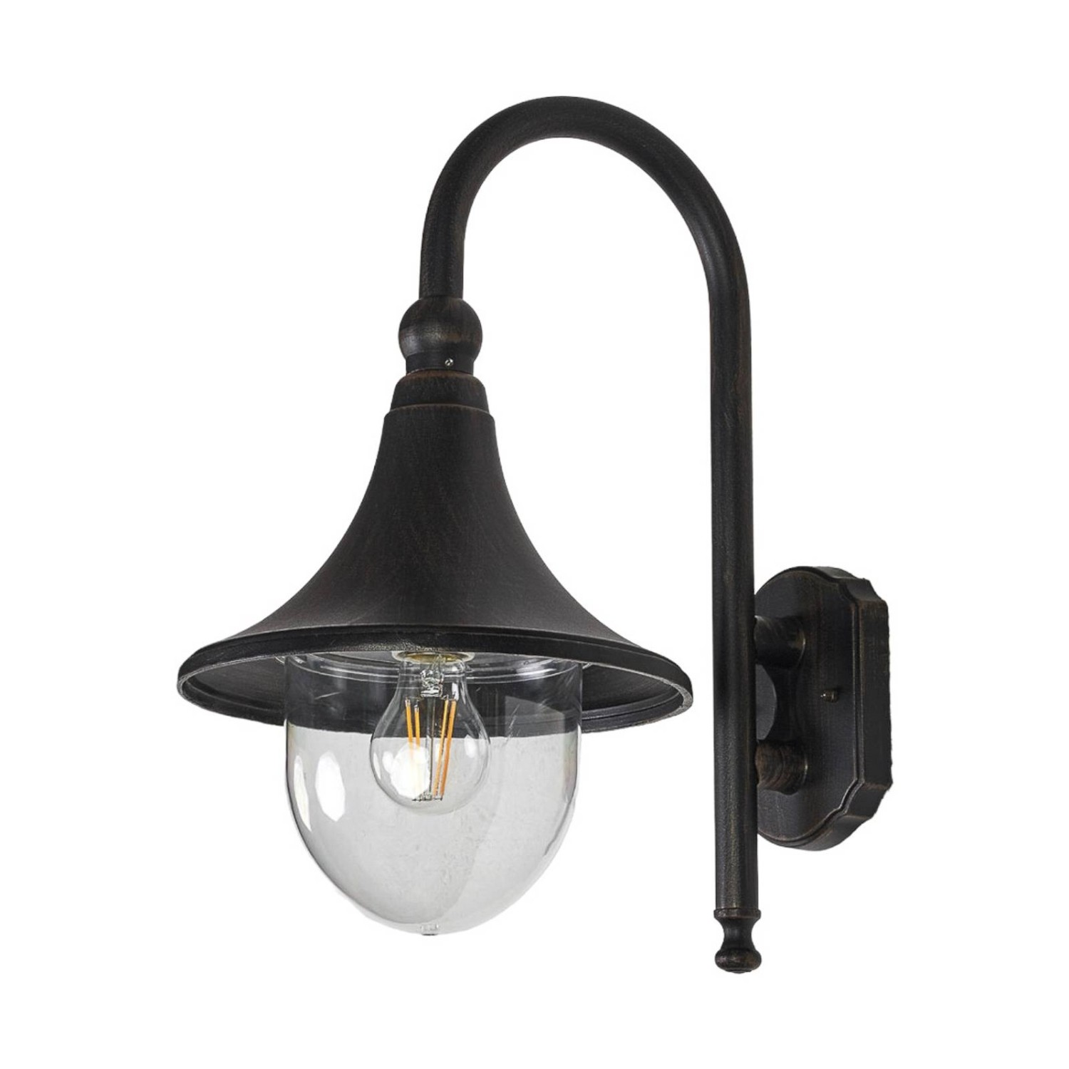 Lindby Wandleuchte Außen Daphne 9611105 Spritzwassergeschützt Retro Vintage Antik in Schwarz aus Aluminium 1-flammig E27