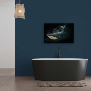 Bricoflor Wandbild mit Blauwal, 120x80 cm, Leinwandbild für Kinder- und Schlafzimmer.