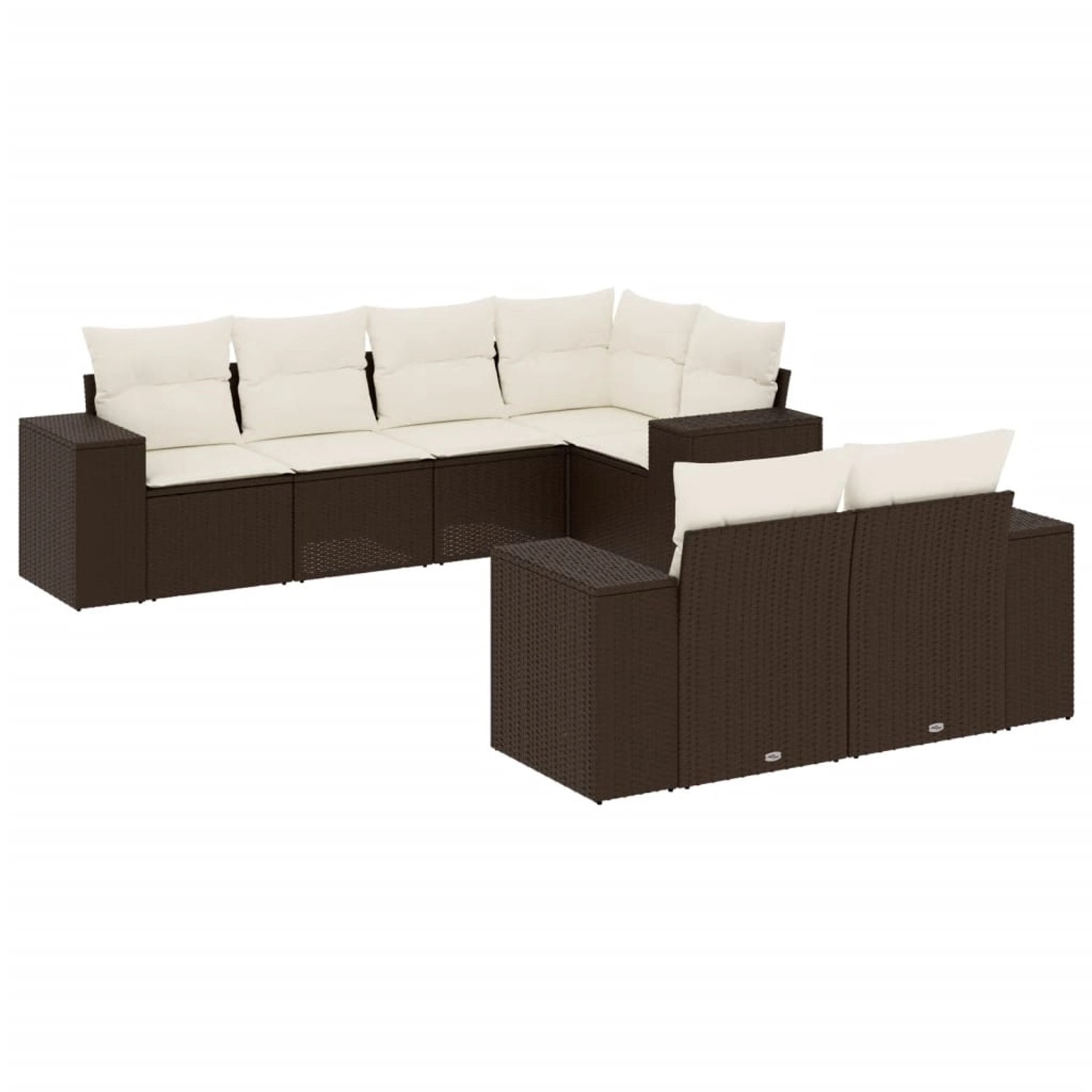 vidaXL 7-Tlg Garten-Sofagarnitur mit Kissen Braun Poly Rattan 3222812 günstig online kaufen