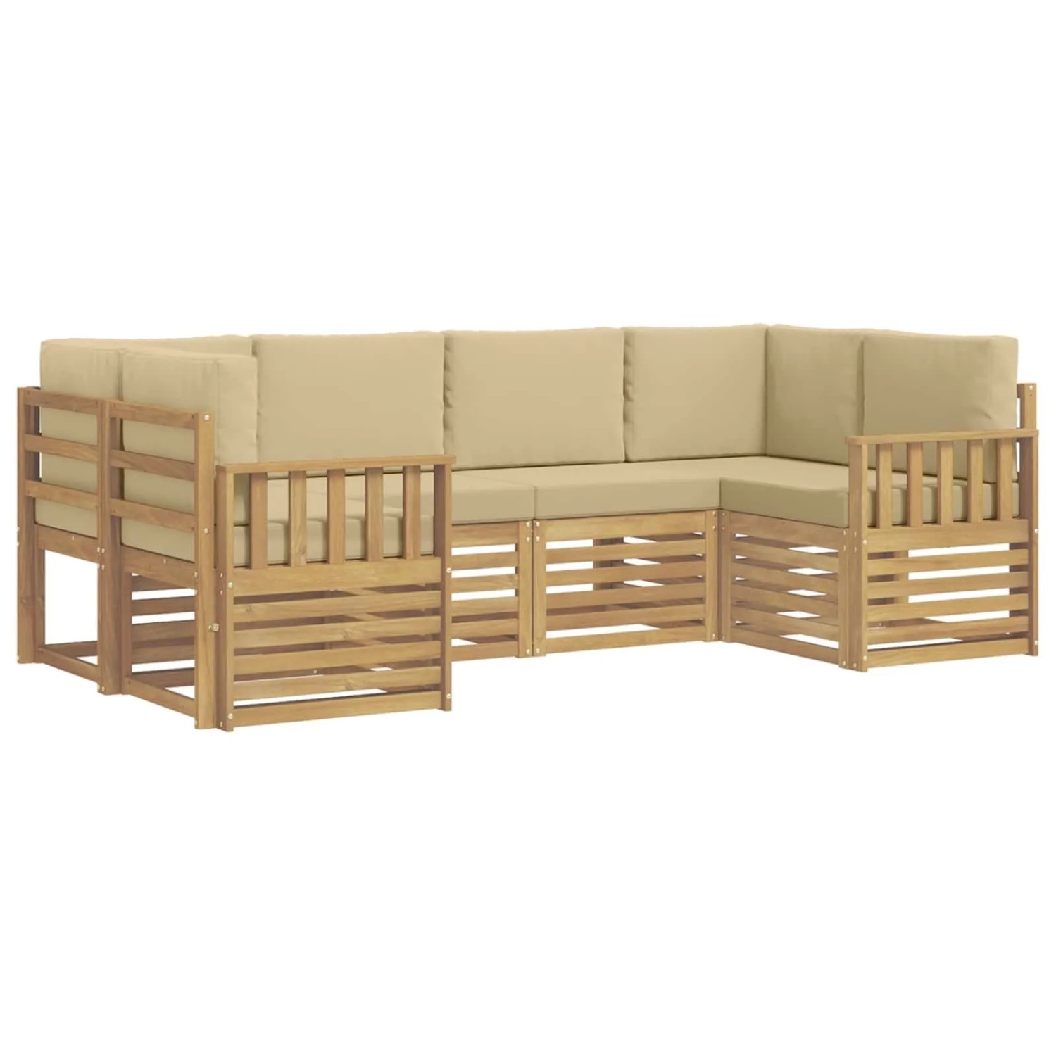 vidaXL Outdoor-Sofagarnitur 5-Tlg Weiß und Beige 245 x 128,5 x 73 cm 3392388