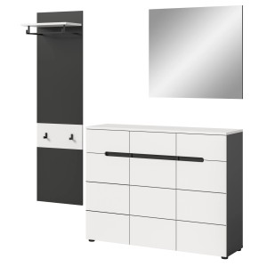 Inn.Furn Garderoben-Set 3-teilig in Weiß und Grau 180 cm Cooper