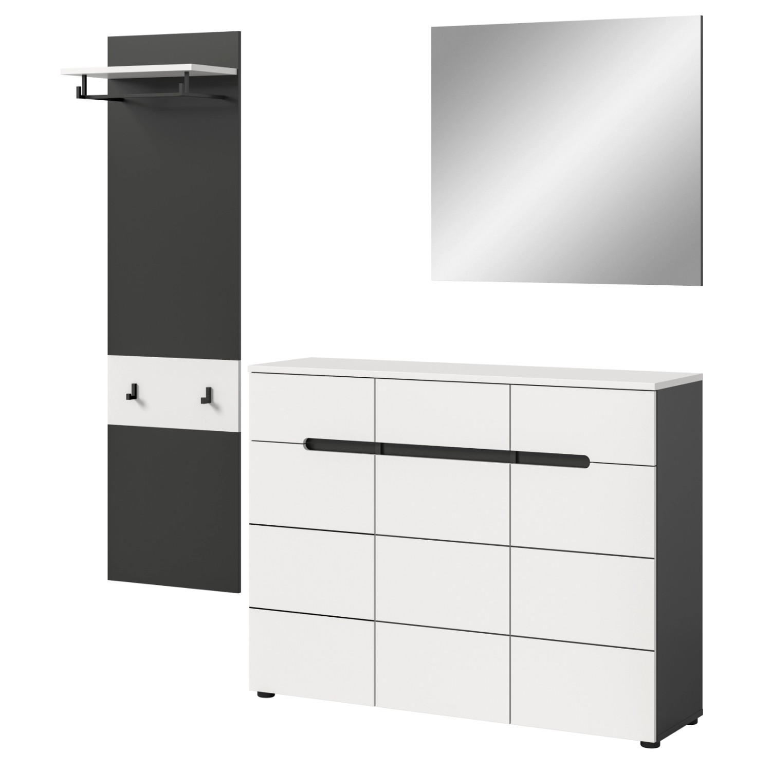 Inn.Furn Garderoben-Set 3-teilig in Weiß und Grau 180 cm Cooper günstig online kaufen