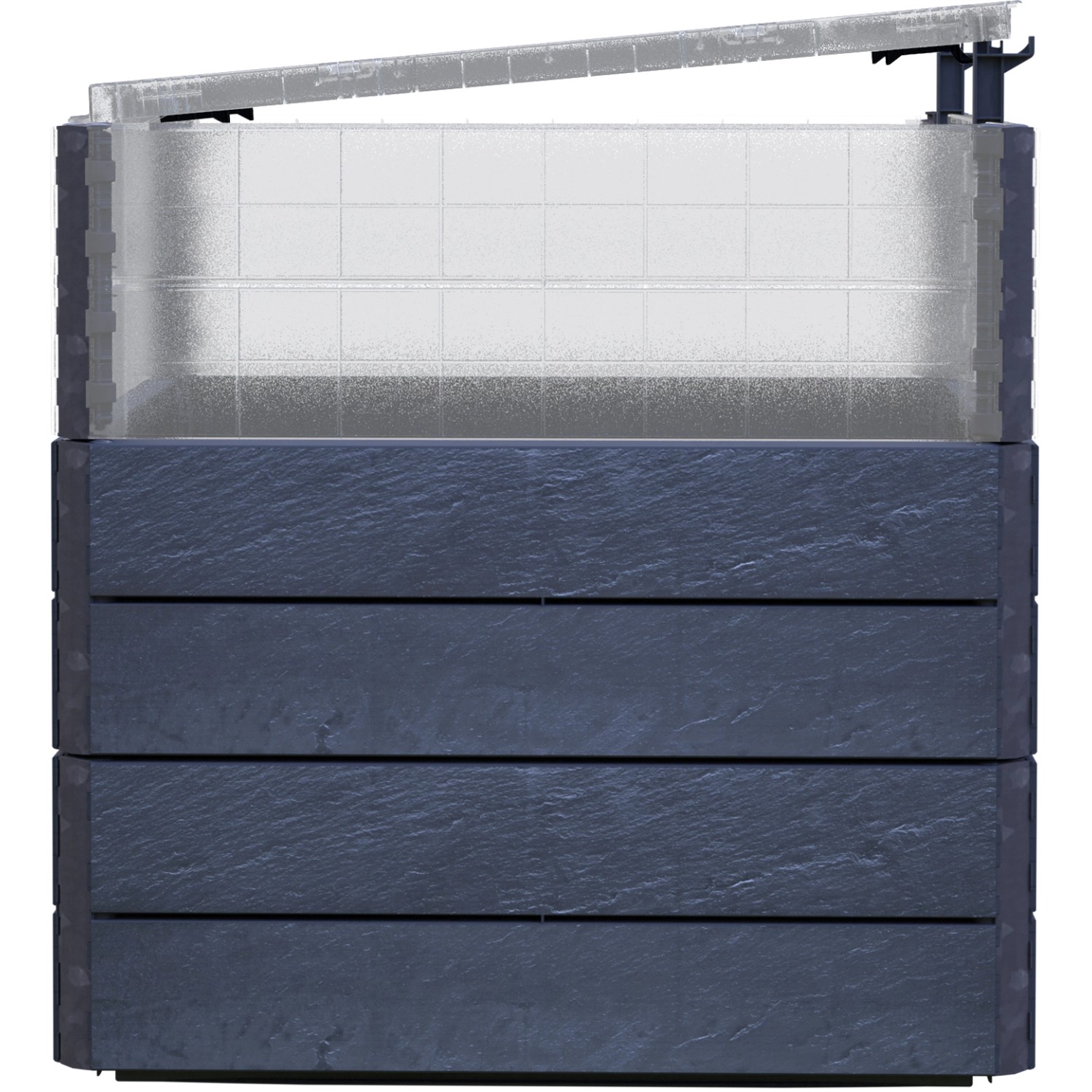 Garantia Hochbeet-System Turbo Plus L Ergo Quadro 80x80x80 cm Stone mit Frühbeetabdeckung.