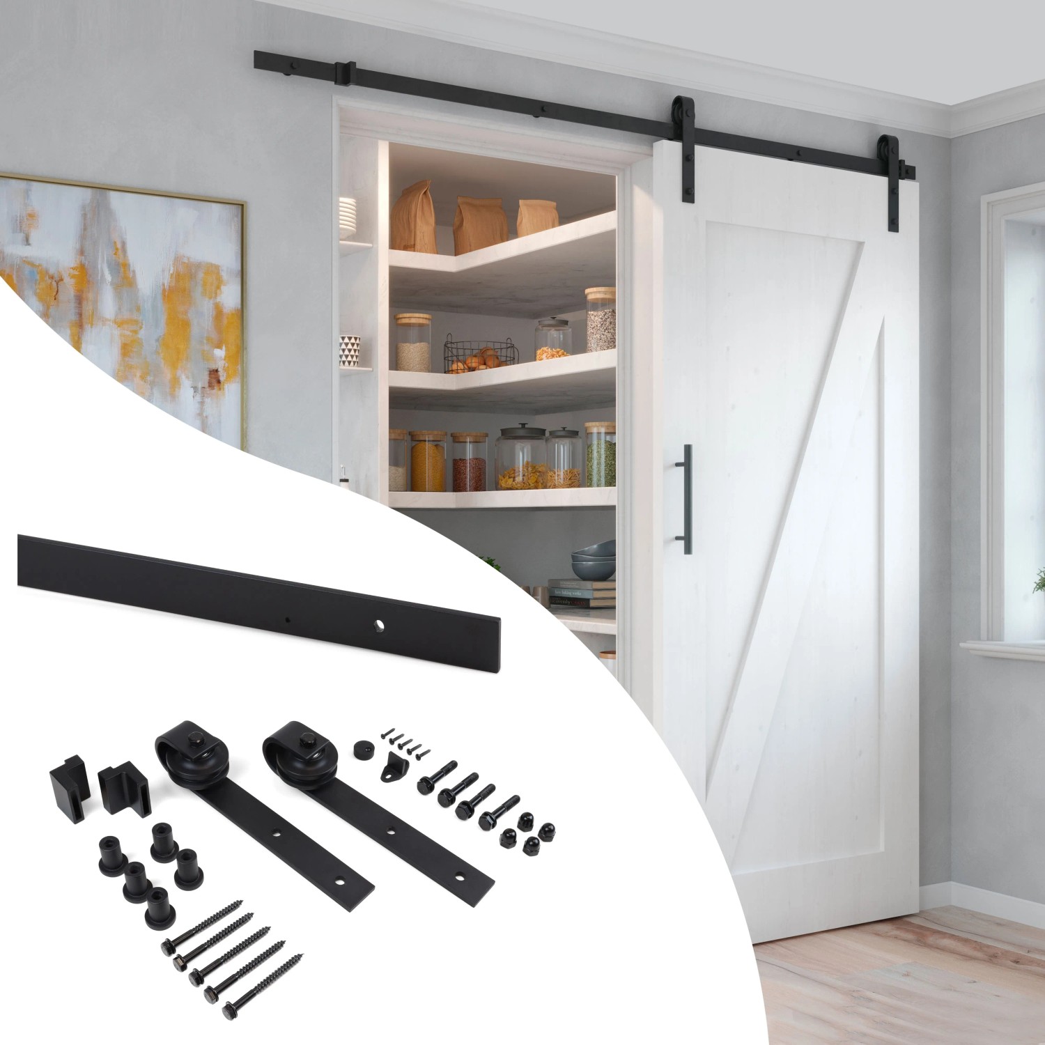 Emuca Kleiderlift für Garderoben Hang Wandmontage 600-830 mm Stahl und Kunststoff Schwarz