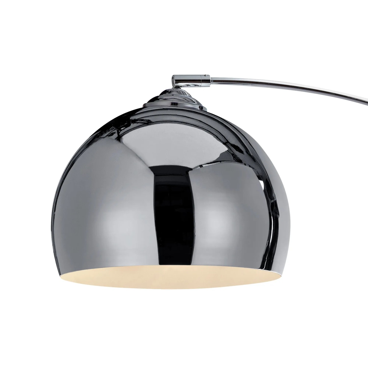 Detailaufnahme: Chromfarbene Bogenlampe von Teamson Home, modernes Design für stilvolle Räume.