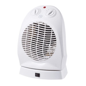 Weißer Heizlüfter mit Oszillation und Thermostat für Elektrische Heizgeräte.