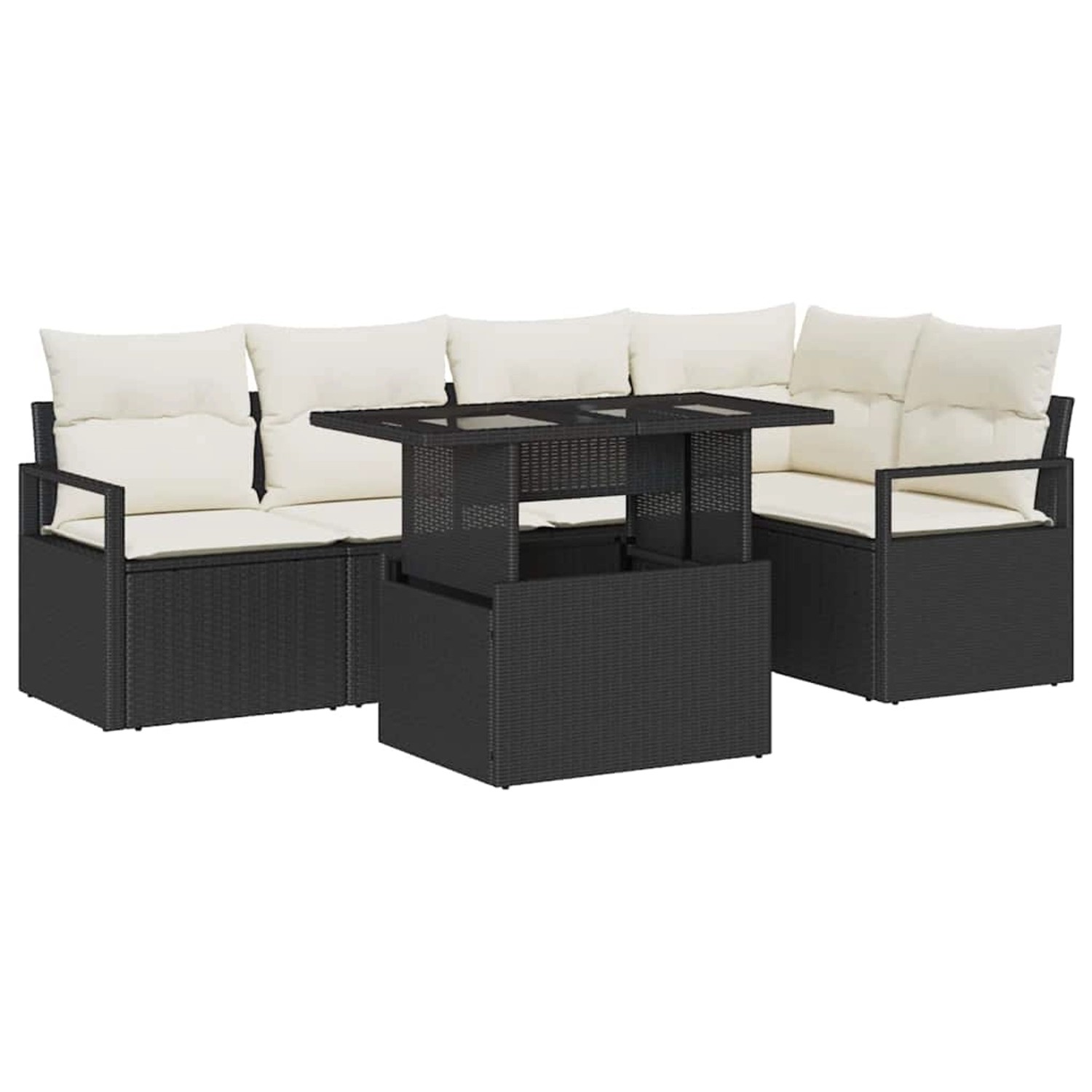 vidaXL Garten-Sofa-Set mit Speicher 6-Tlg Schwarz Poly Rattan 3357560 günstig online kaufen
