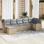 vidaXL Garten-Sofa-Set mit Kissen 7-Tlg Beige Poly Rattan 3346130_2