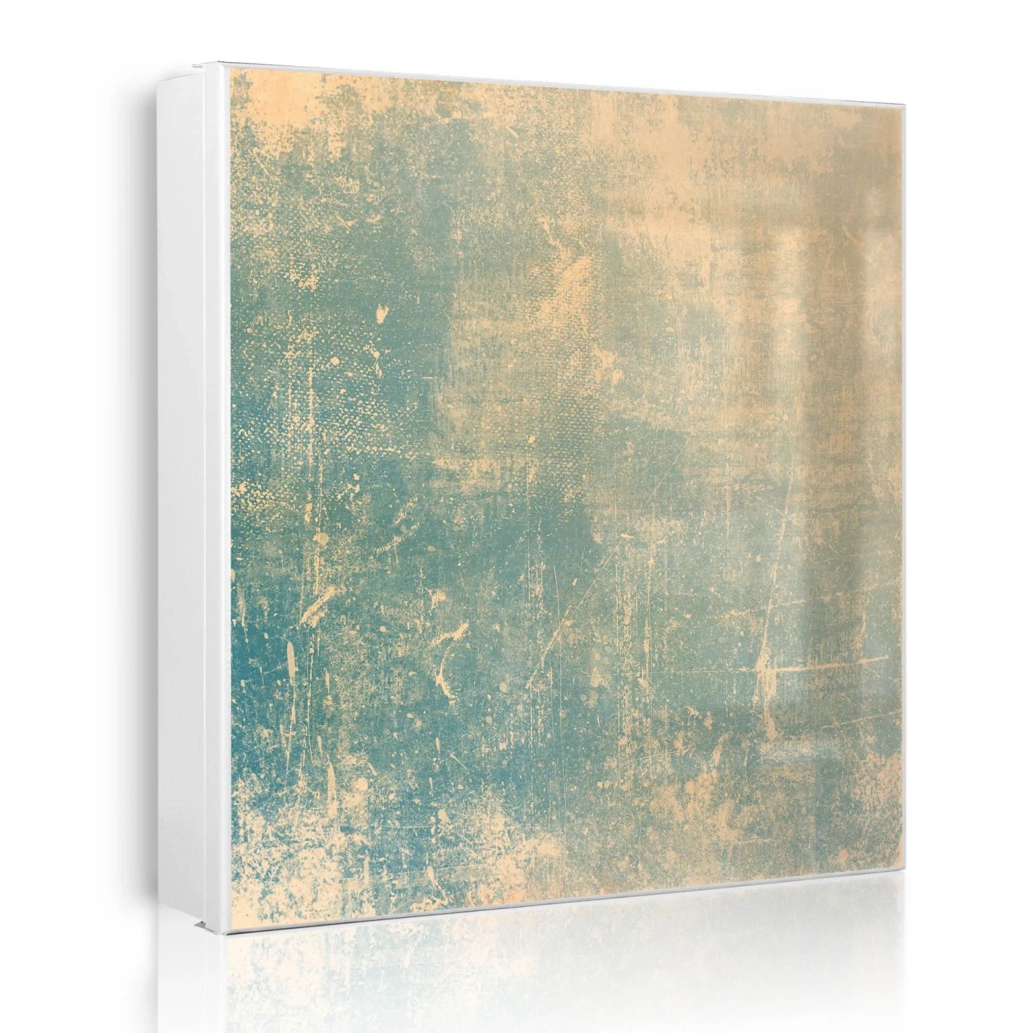 Banjado Großer Schlüsselkasten Metall 30x30cm Weiß Scharnier Links 50 Haken Beschreibbar Magnetisch Motiv Patina Grün