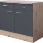 Flex-Well Unterschrank Morena, 100 cm, Basaltgrau/San Remo Eiche, mit 2 Schubladen und 2 Türen.