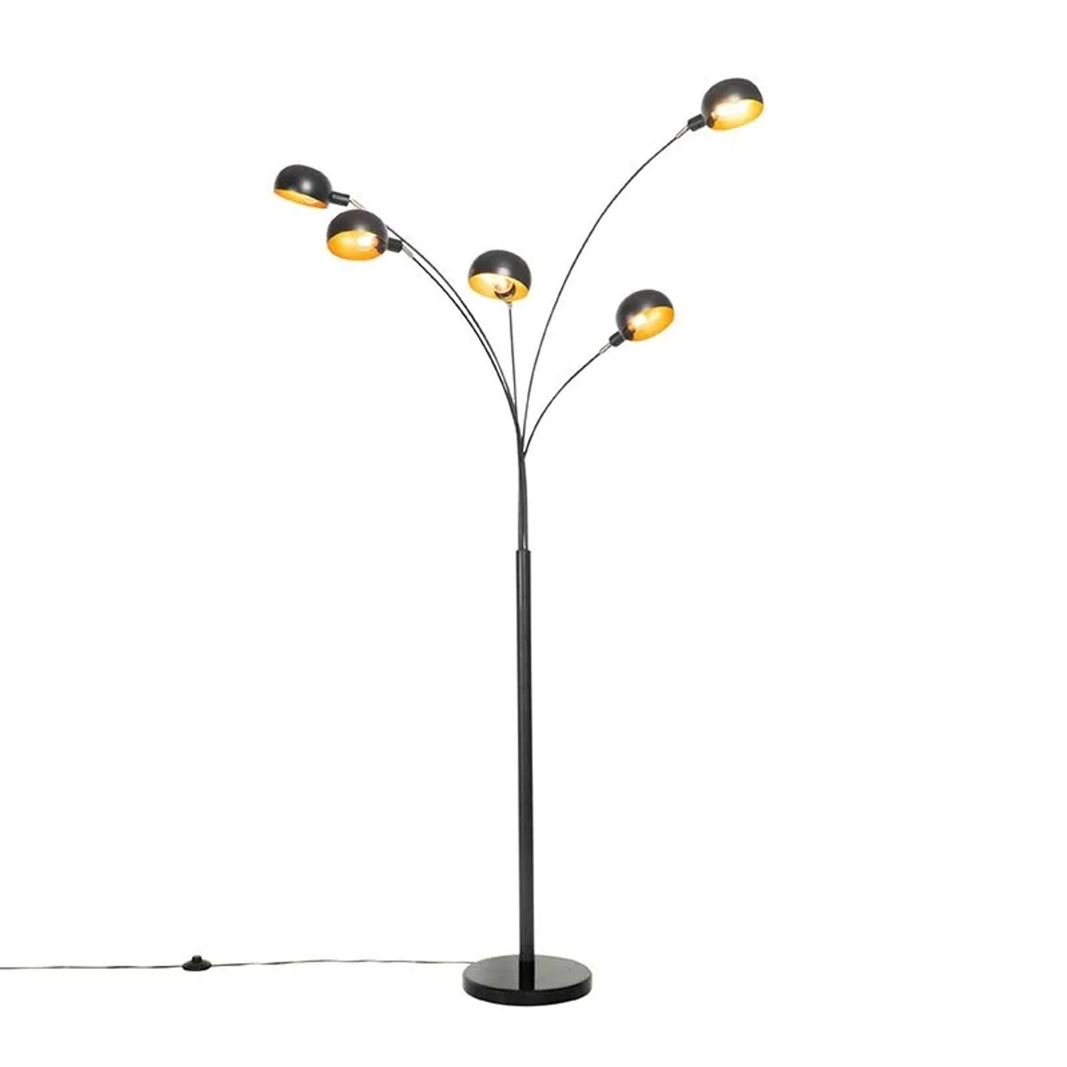 QAZQA Design-Stehlampe Schwarz mit Gold 5 Lichter Sixties Marmo_6