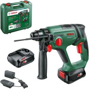Bosch 18V Akku-Bohrhammer UniversalHammer mit Akkus, Ladegerät und Koffer.