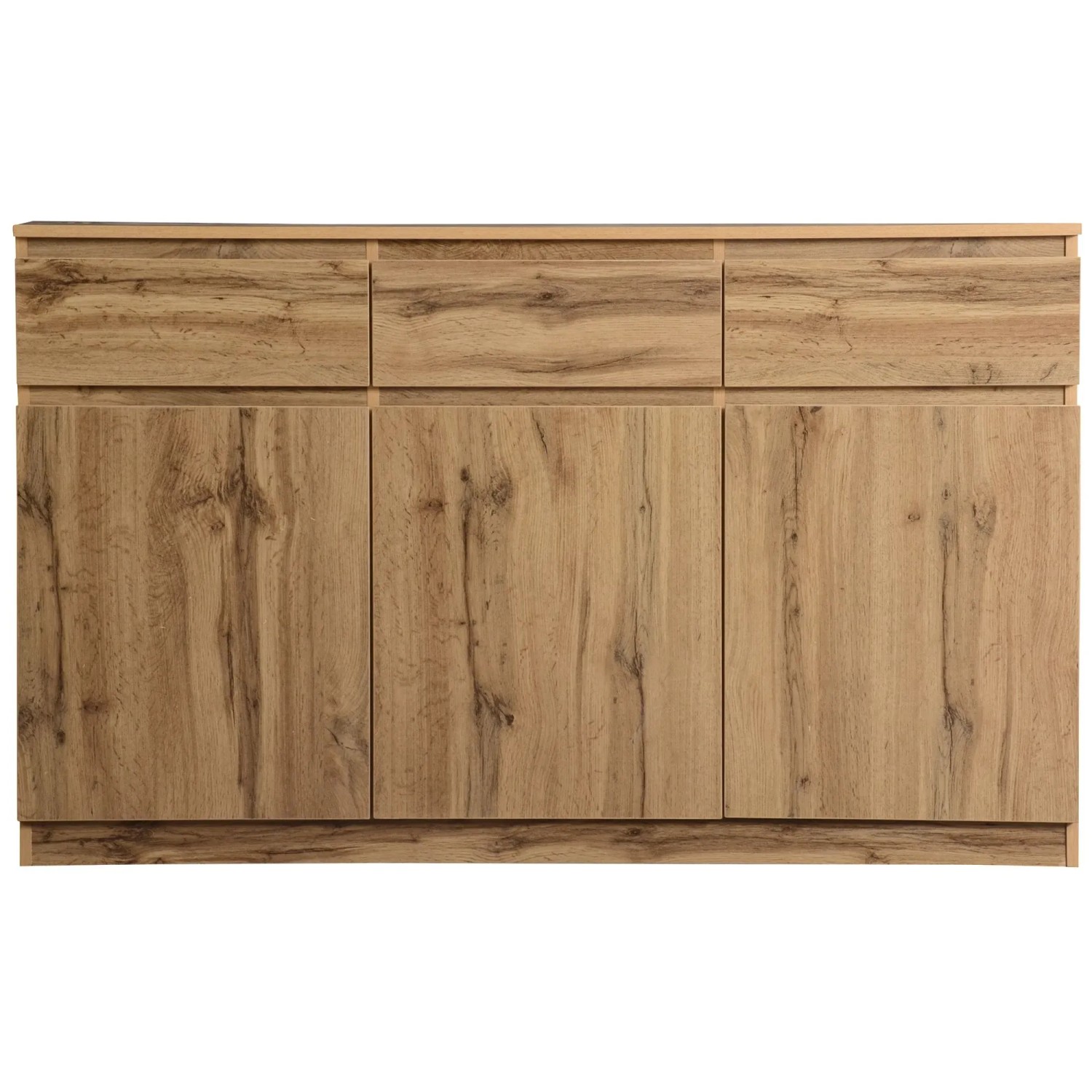 ModernLuxe Sideboard mit 3 Schubladen 3 Türen Spanplatte Holzfarben