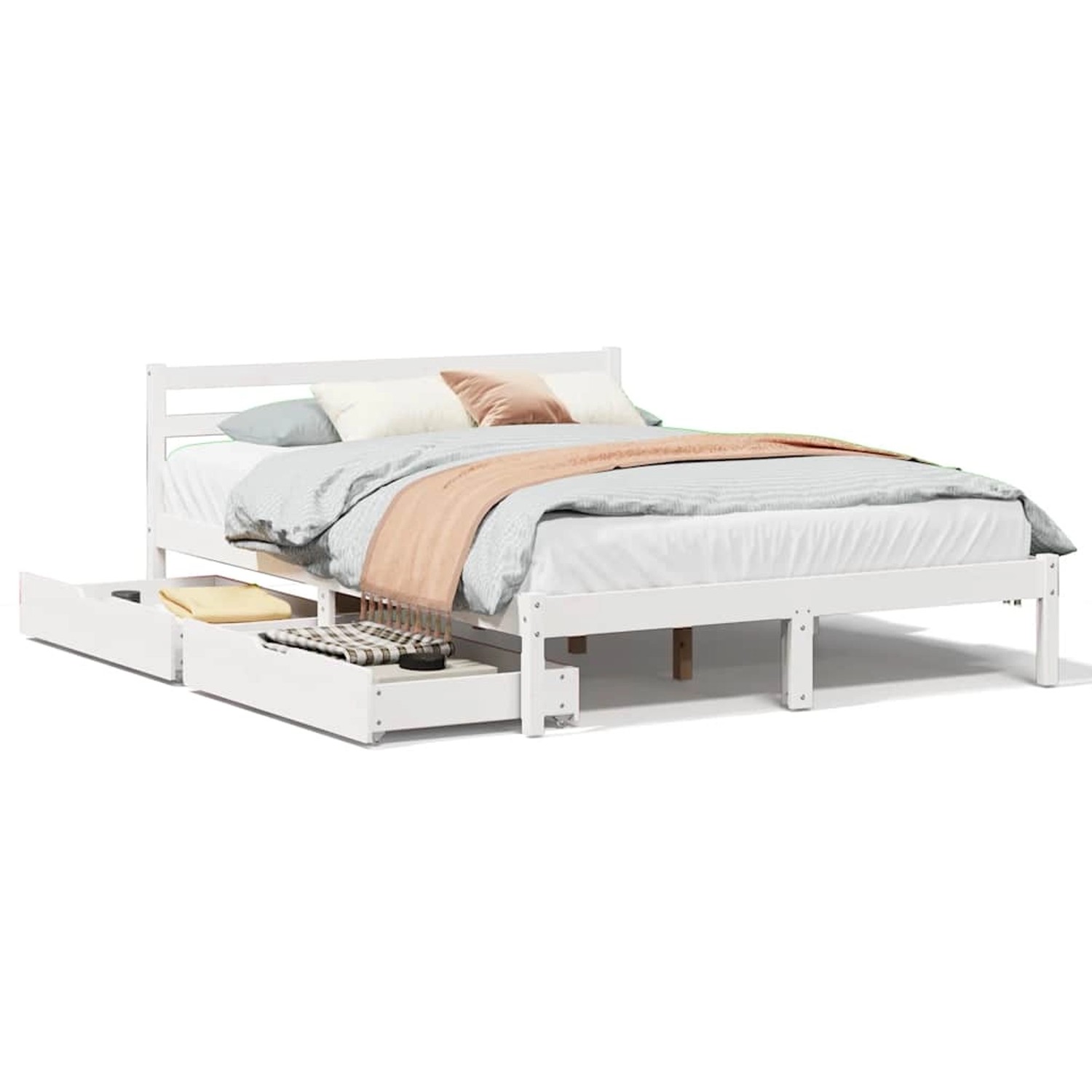 vidaXL Massivholzbett ohne Matratze Weiß 140x190 cm Kiefernholz 3301533 günstig online kaufen