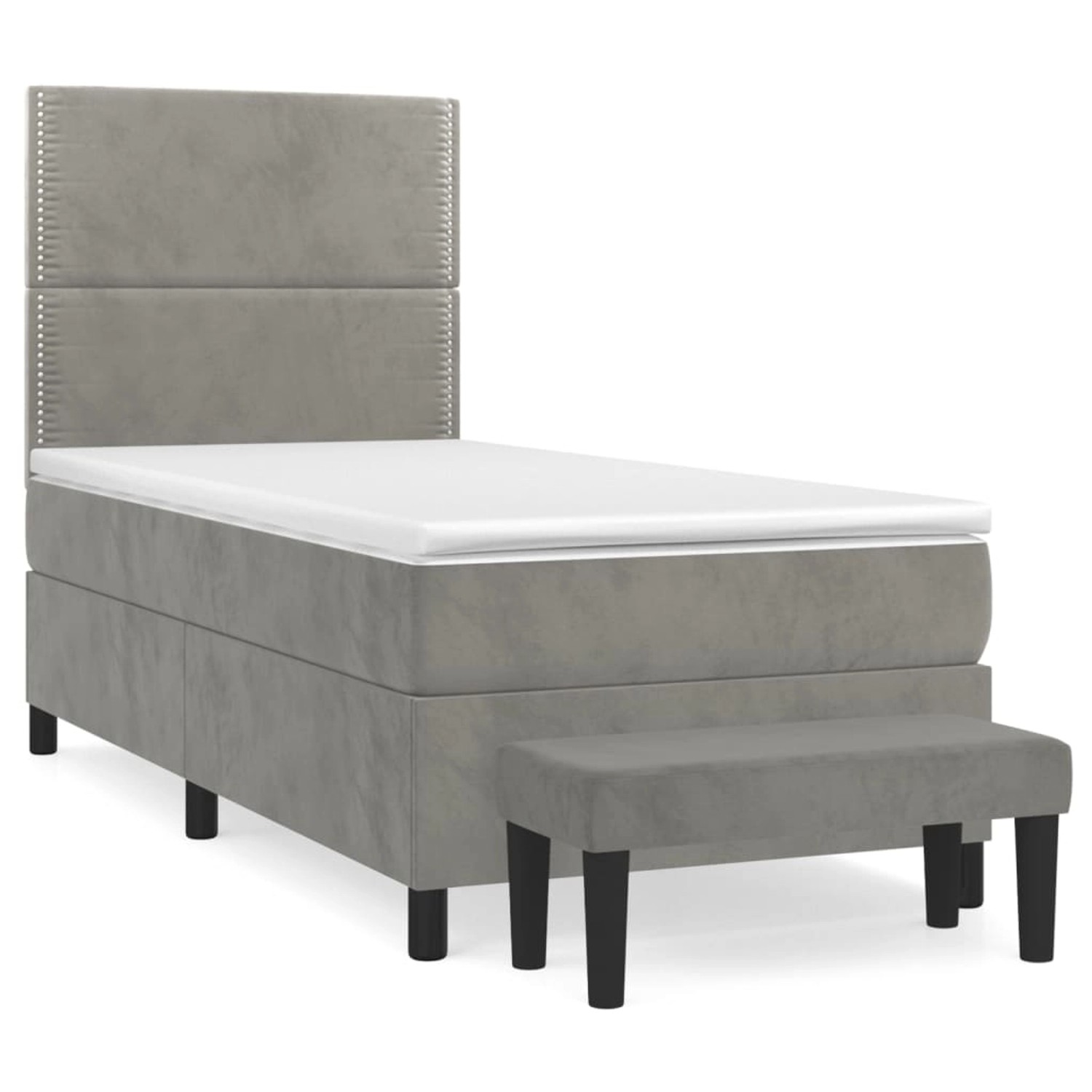 vidaXL Boxspringbett mit Matratze Hellgrau 80x200 cm Samt1357147 günstig online kaufen