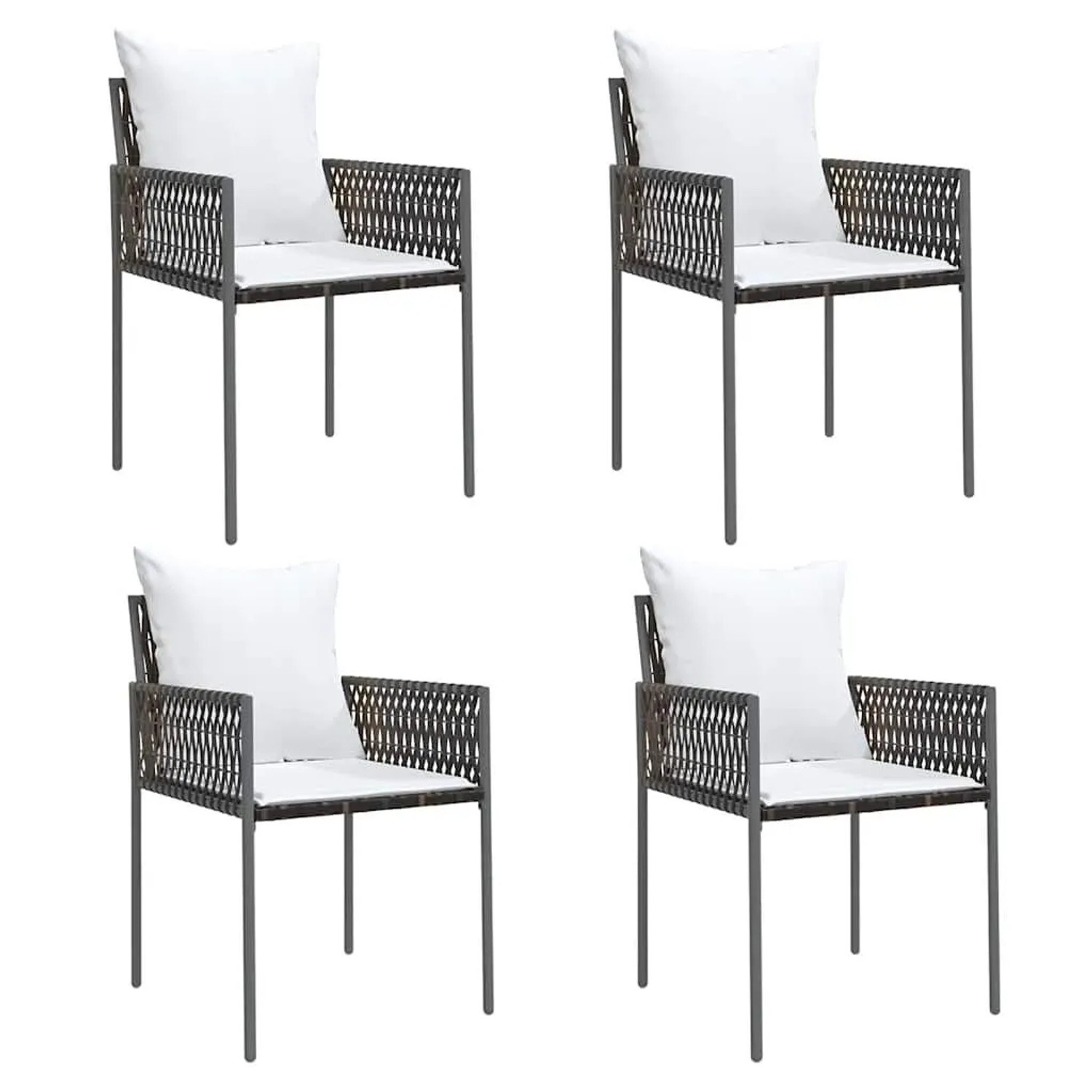 Furnicato Gartenstühle Mit Kissen 4 Stk Braun 54x61x83 Cm Poly Rattan