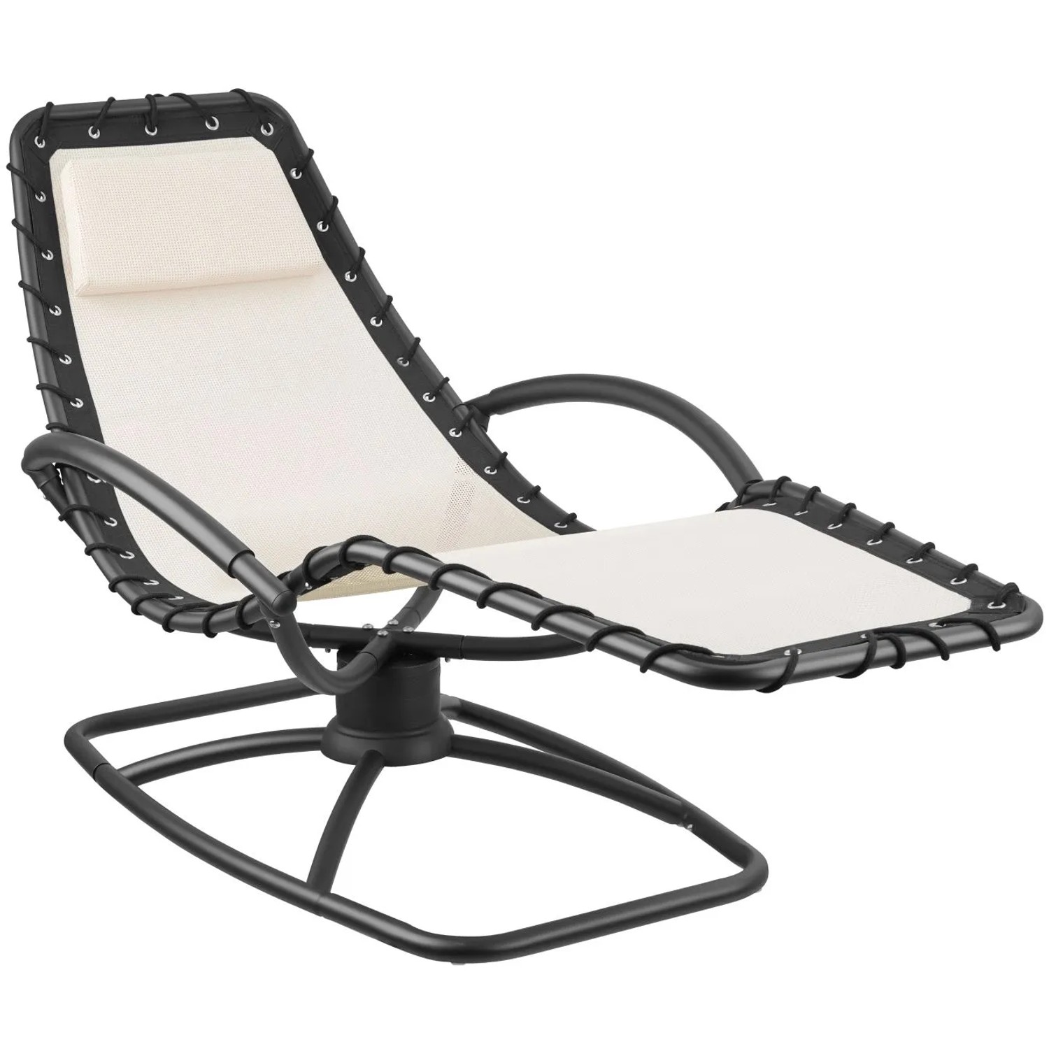 Tectake Gartenliege Toulon Ergonomisch  Mit Komfort Schwingbewegung Bequeme Armlehnen Mit Schaumstoffpolsterung  170 x 77 x 83 cm Beige