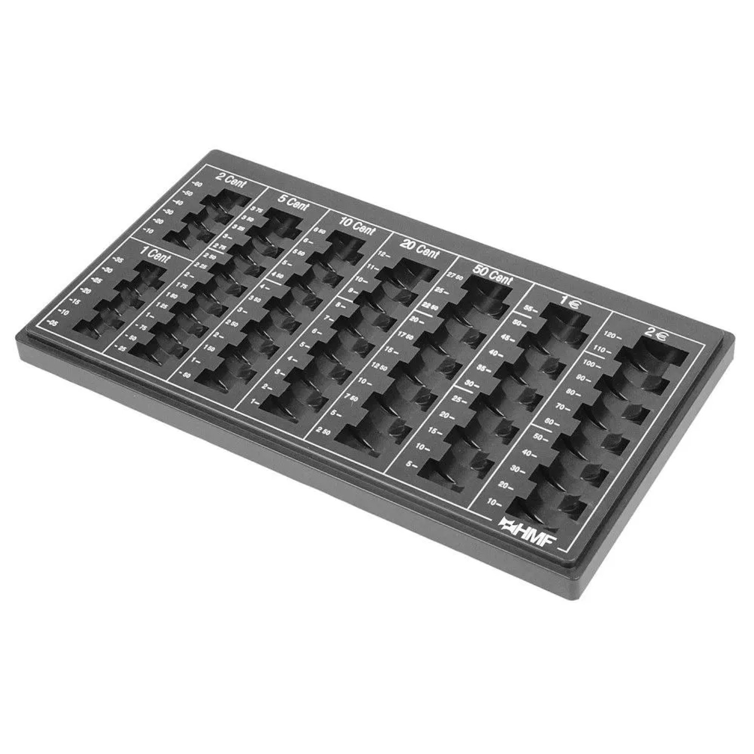 HMF 2600-02 Euro-Münzzählbrett Münzsortierer 33 x 19 x 2 cm Schwarz